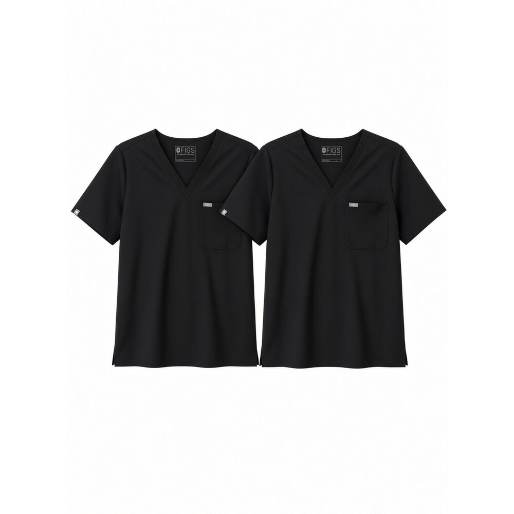 FIGS Catarina 1 Pocket Scrub Tops (Set of 2) Technical Collection Womens L Black